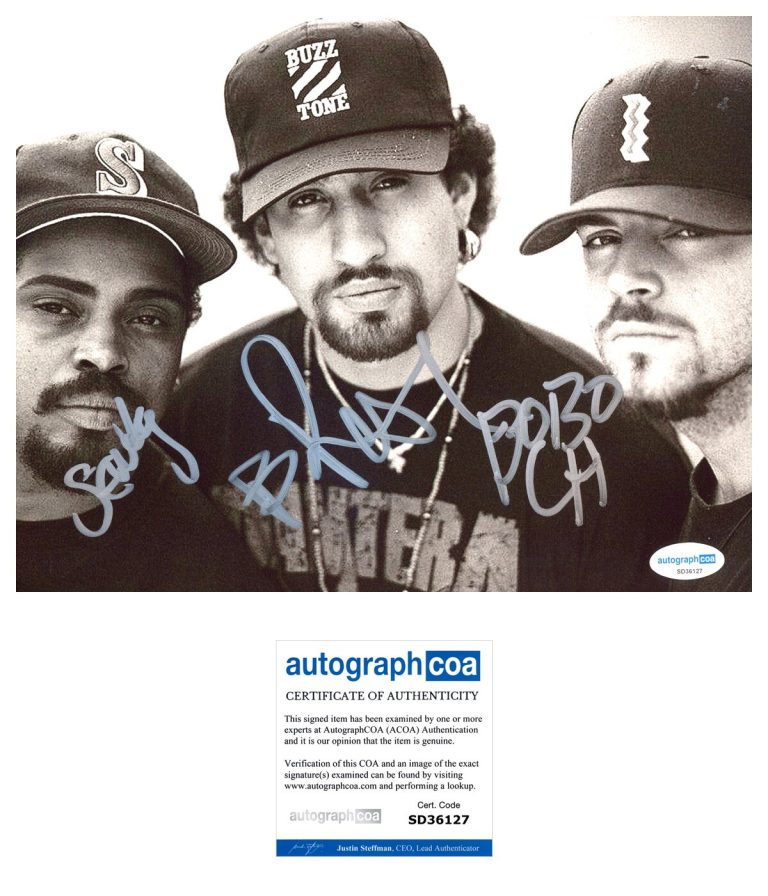 B-Real Sen Dog & Eric Bobo ‘Cypress Hill’ Signed 8x10 Photo ACOA PROOF