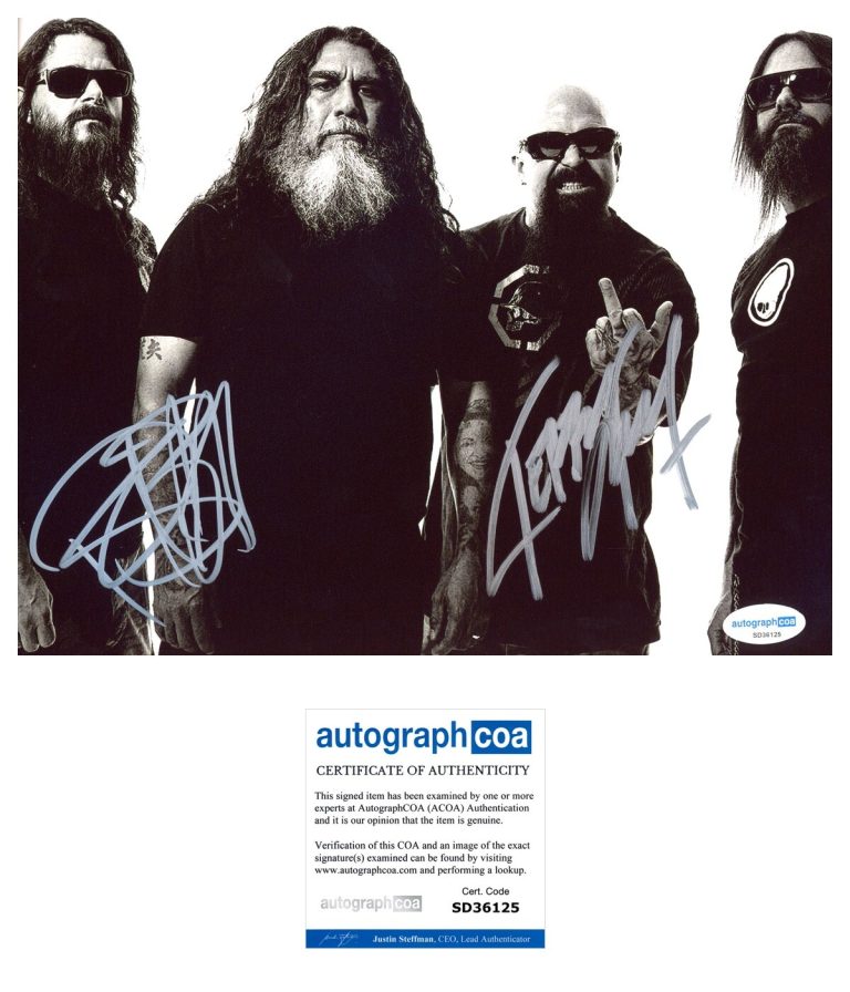 Kerry King & Paul Bostaph ‘Slayer’ Band Signed 8x10 Photo ACOA PROOF