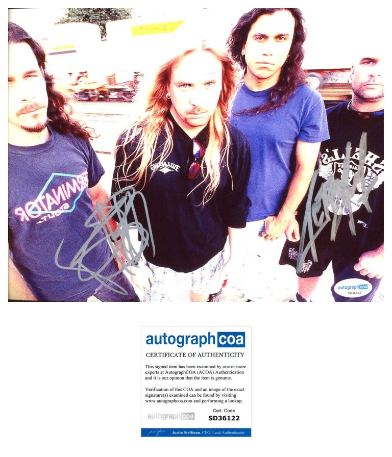 Kerry King & Paul Bostaph ‘Slayer’ Band Signed 8x10 Photo ACOA PROOF