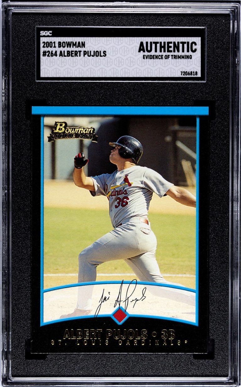Albert Pujols 2001 Bowman Rookie Card (RC) #264- SGC Slabbed Authentic Trim