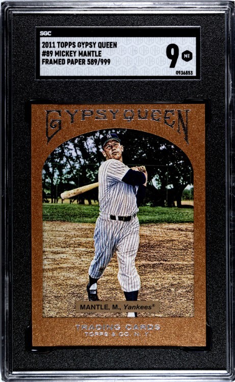 Mickey Mantle 2011 Topps Gypsy Queen Framed Paper Card #89 /999-SGC Graded 9Mint