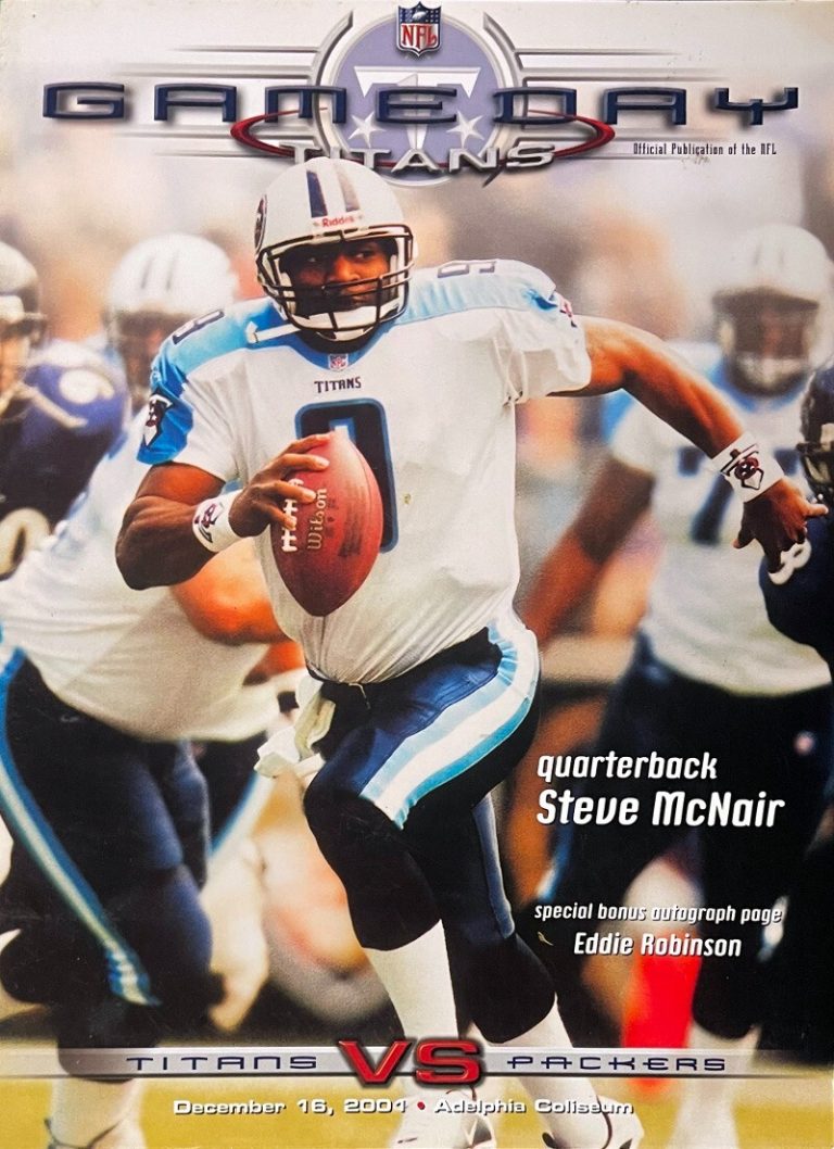 2001 Tennessee Titans NFL Gameday Full Program -Steve McNair 12/16/2001