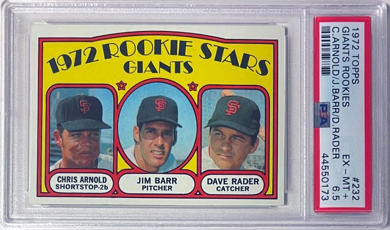 1972 Topps San Francisco Giants Rookie Stars Card #232- PSA Graded 6.5 EX-MT+