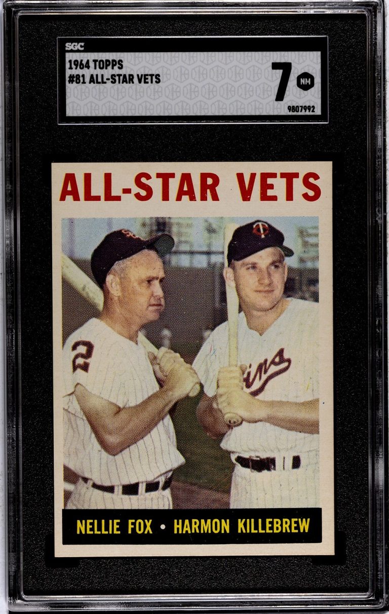 Harmon Killebrew/Nellie Fox 1964 Topps All-Star Vets Card #81- SGC Graded 7 NM