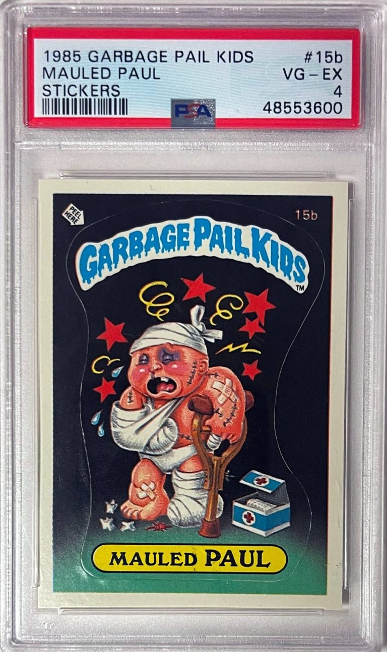 1985 Topps Garbage Pail Kids Series 1 Mauled Paul Stickers #15b- PSA Graded 4