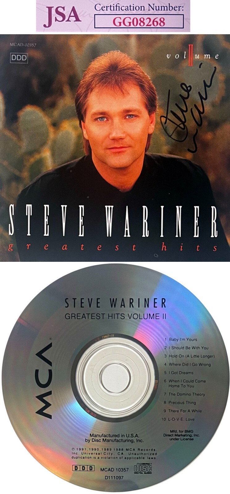Steve Wariner signed 1992 Greatest Hits Volume II Album Cover Booklet w/ CD- JSA