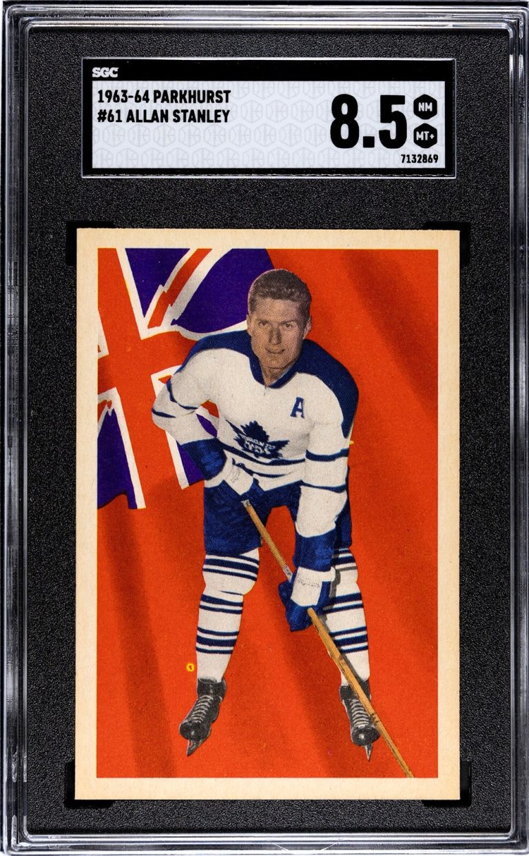Allan Stanley 1963-64 Parkhurst  NHL Card #61- SGC Graded 8.5 NM-MT+ Maple Leafs