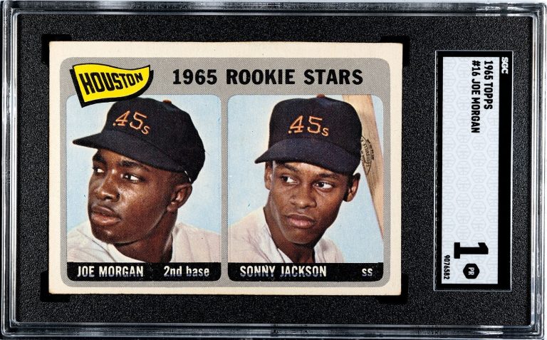 Joe Morgan 1965 Topps Rookie Stars  RC Card #16- SGC Graded 1 Poor (Colt .45s)