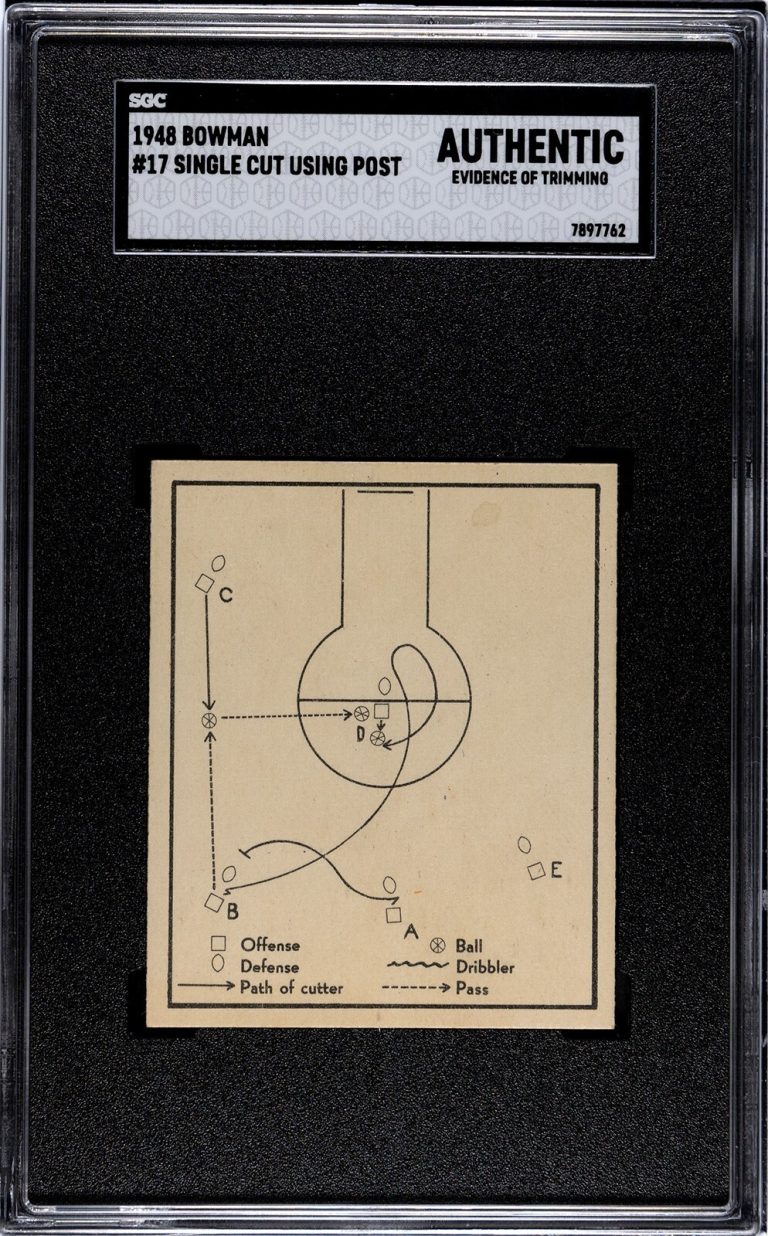 1948 Bowman Single Cut Post/Screen Shot/Play #17- SGC Slabbed Authentic Trim