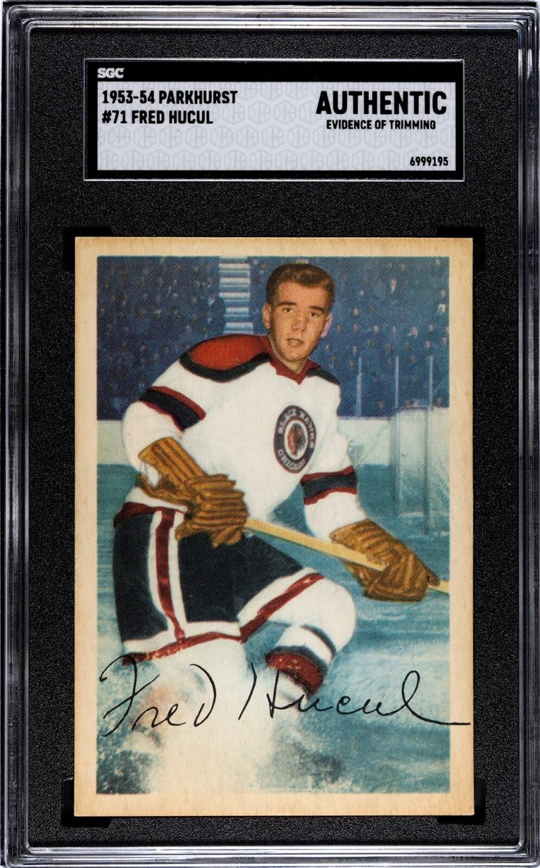 Fred Hucul 1953-54 Parkhurst NHL Card #71- SGC Slabbed Authentic Trim Blackhawks