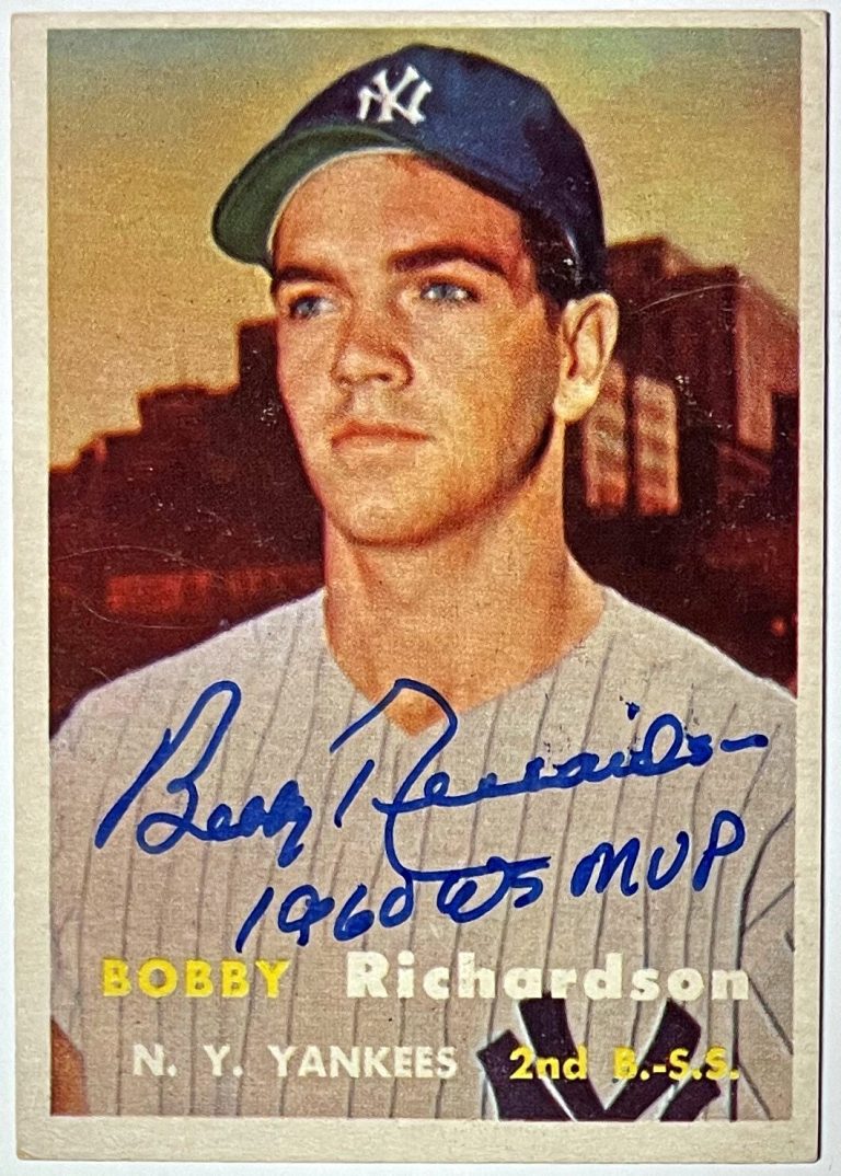 Bobby Richardson signed 1957 Topps Rookie On Card Auto (RC) 1960 WS MVP #286-COA