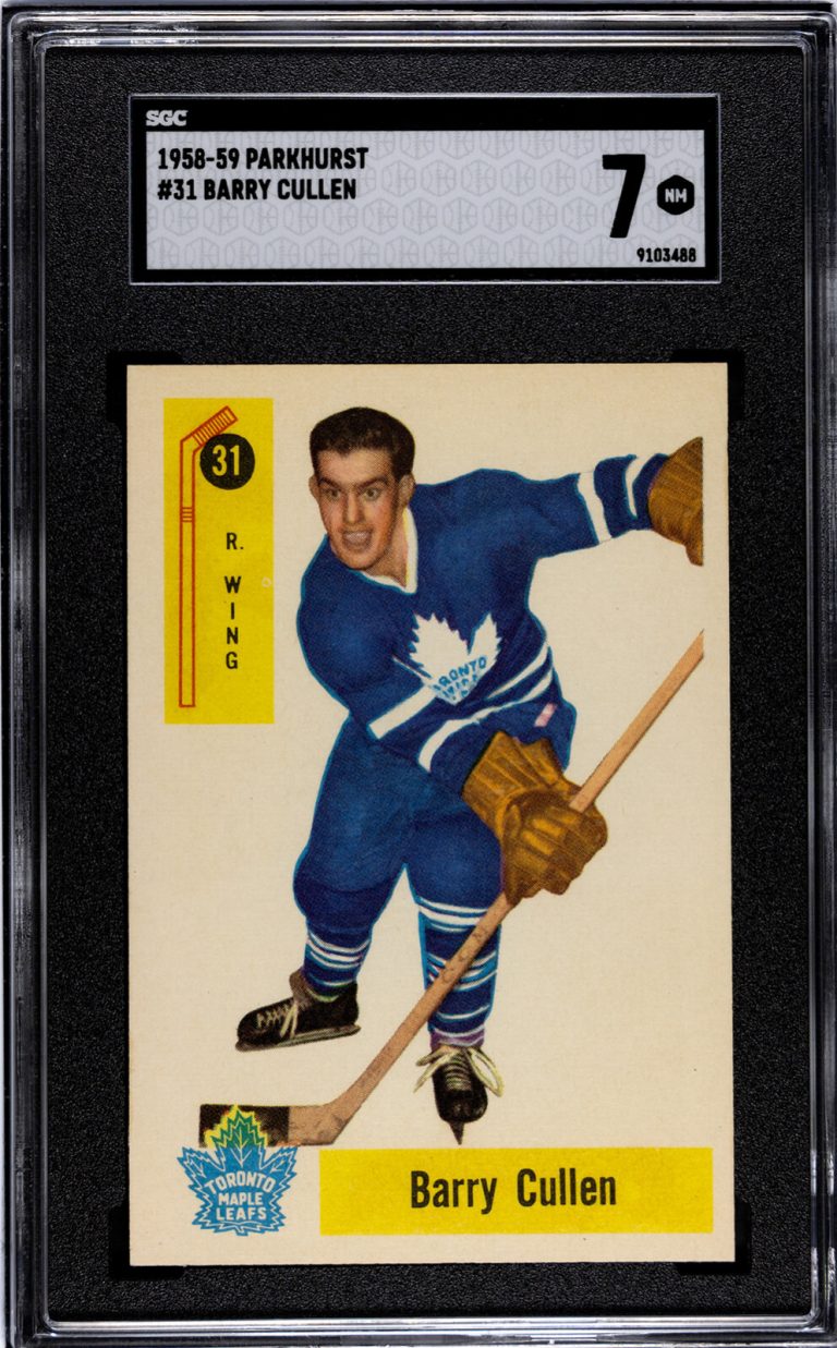 Barry Cullen 1958-59 Parkhurst NHL Card #31- SGC Graded 7 NM Toronto Maple Leafs
