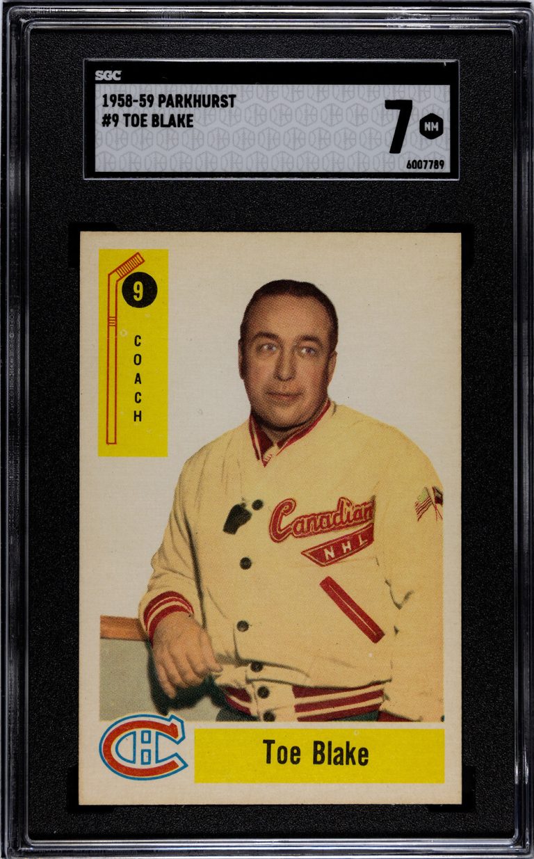 Toe Blake 1958-59 Parkhurst NHL #9- SGC Graded 7 NM (Montreal Canadiens/Coach)