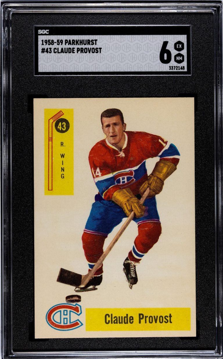 Claude Provost 1958-59 Parkhurst NHL Card #43-SGC Graded 6 EX-NM (Canadiens)