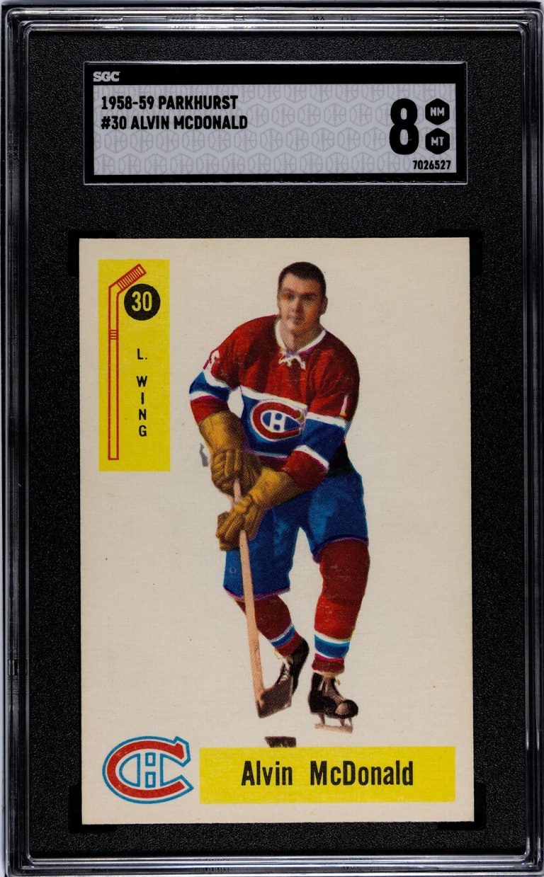 Alvin McDonald 1958-59 Parkhurst NHL RC Card #30- SGC Graded 8 NM-MT (Canadiens)