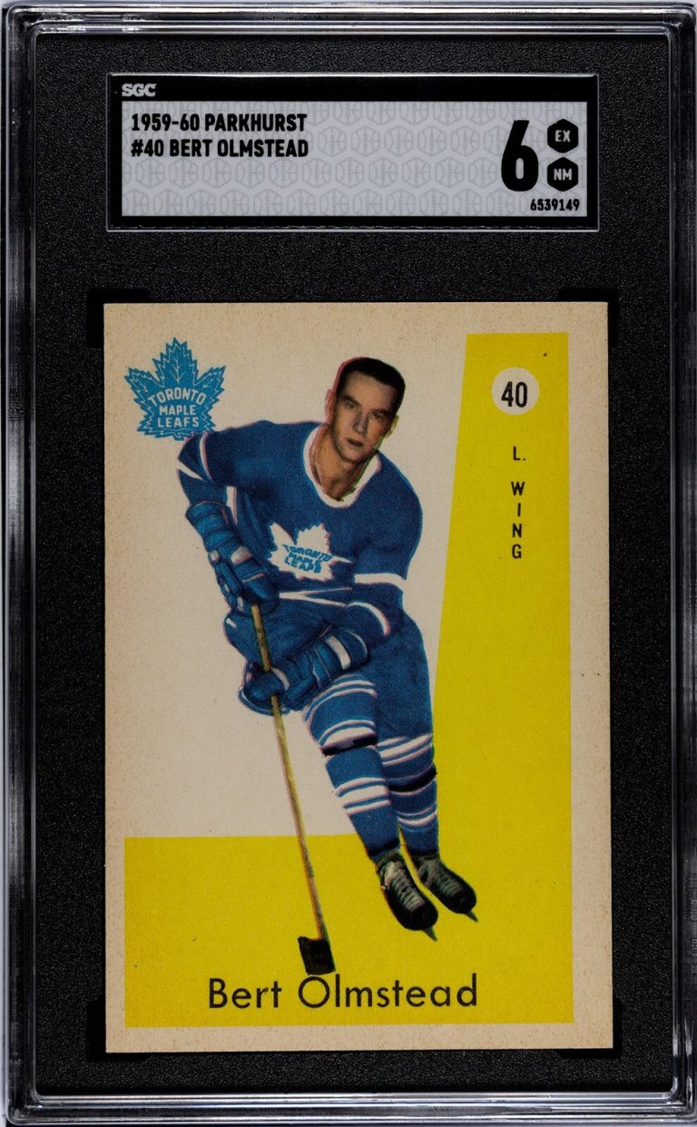 Bert Olmstead 1959-60 Parkhurst NHL Card #40- SGC Graded 6 EX-NM (Maple Leafs)