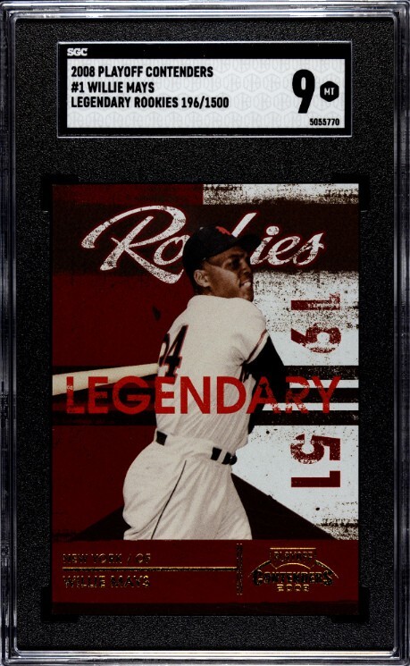 Willie Mays 2008 Playoff Contenders Legendary Rookies Card #1-/1500-SGC Graded 9