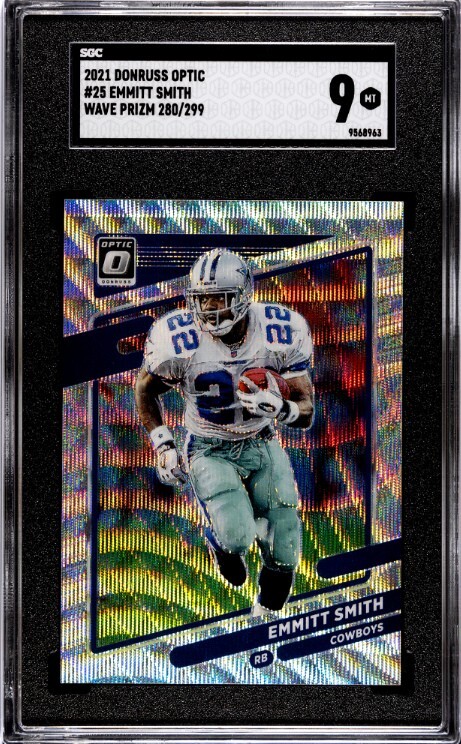 Emmitt Smith 2021 Donruss Optic Wave Prizm Card #25- /299- SGC Graded 9 Mint
