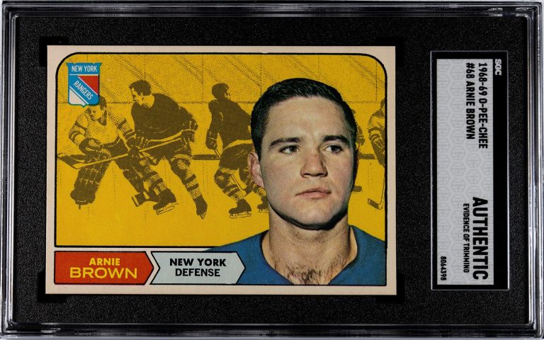 Arnie Brown 1968-69 O-Pee-Chee NHL Card #68- SGC Slabbed Authentic - NY Rangers