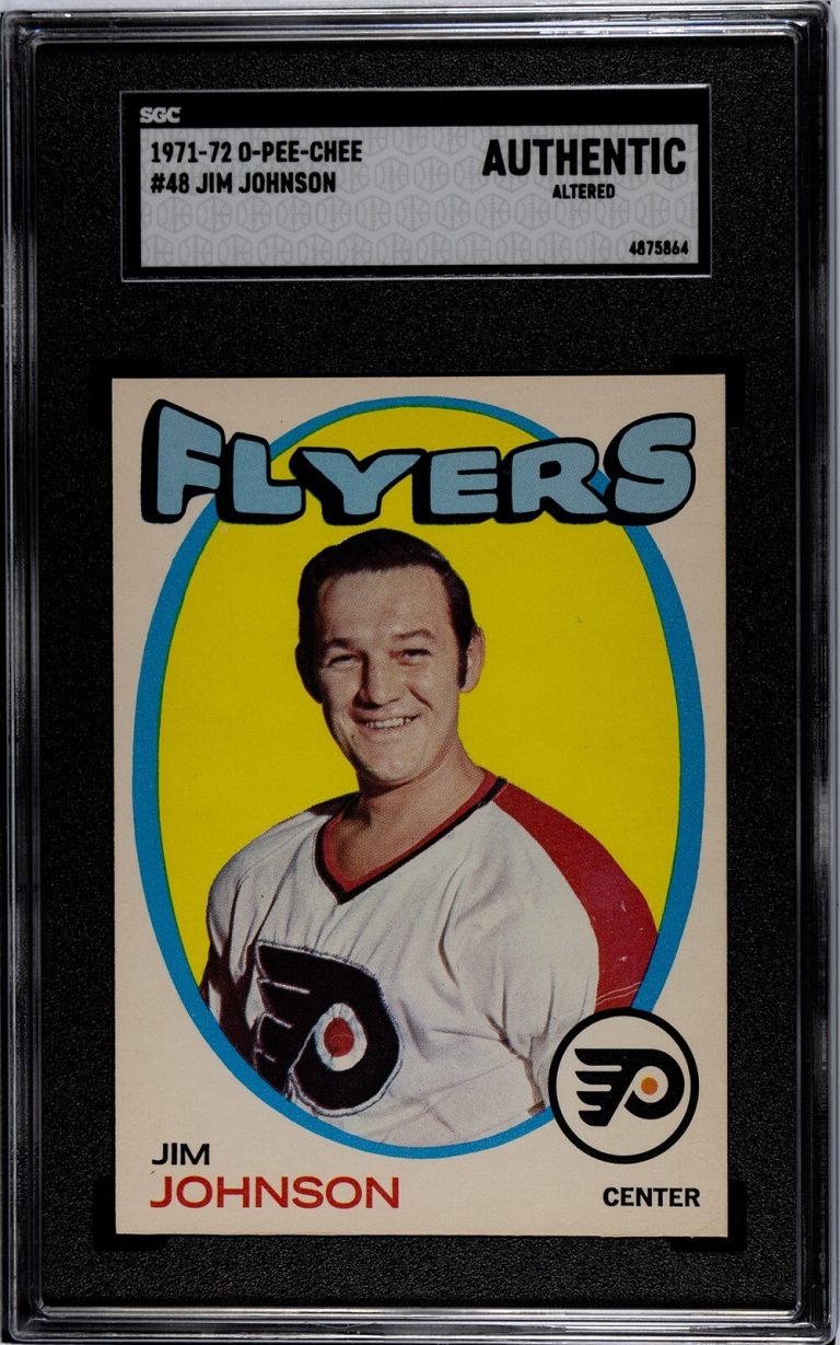 Jim Johnson 1971-72 O-Pee-Chee NHL Card #48 SGC Slabbed Authentic Altered Flyers