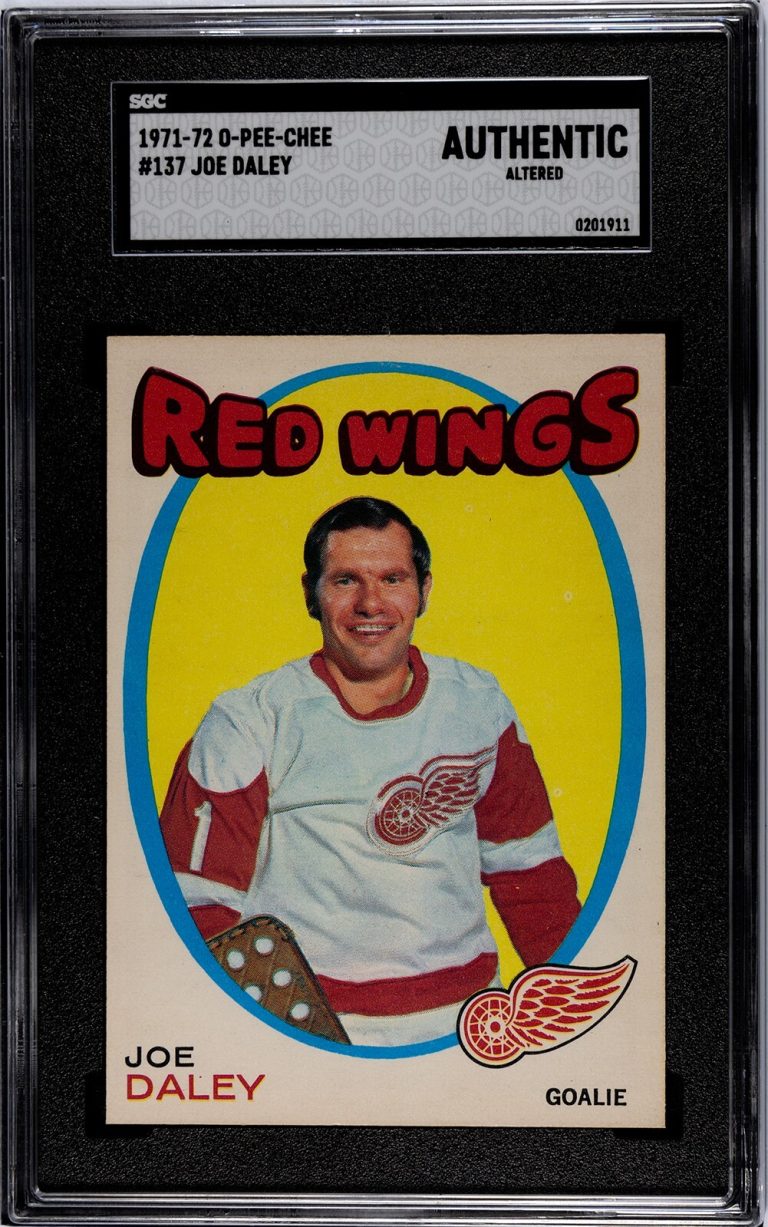 Joe Daley 1971-72 O-Pee-Chee Card #137- SGC Slabbed Authentic Altered Red Wings
