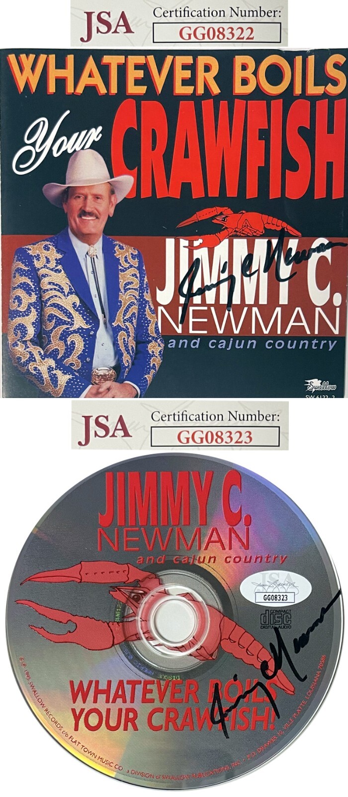 Jimmy C. Newman signed 1995 Whatever Boils Your Crawfish Album Cover/CD Dual JSA