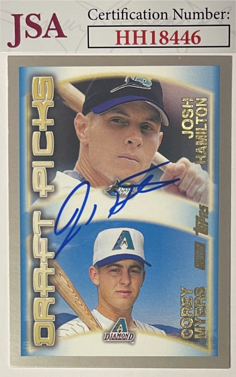 Josh Hamilton signed 2000 Topps Baseball Rookie On Card Auto  (RC) #449- JSA
