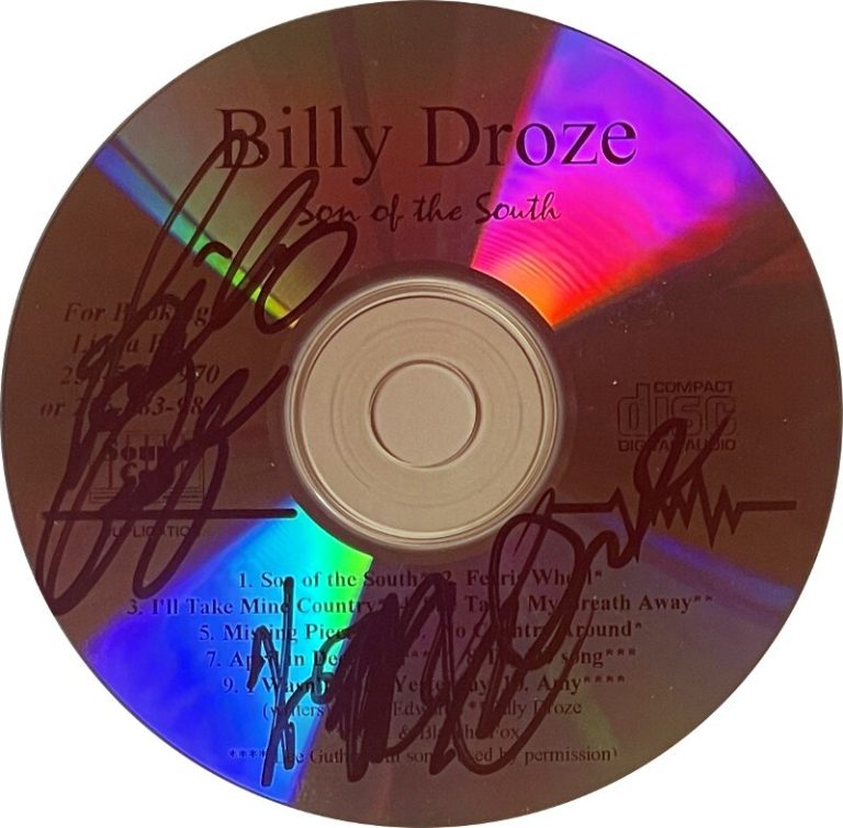 Billy Droze signed Son Of The South Promo CD/w Case– COA (RARE/Bluegrass)