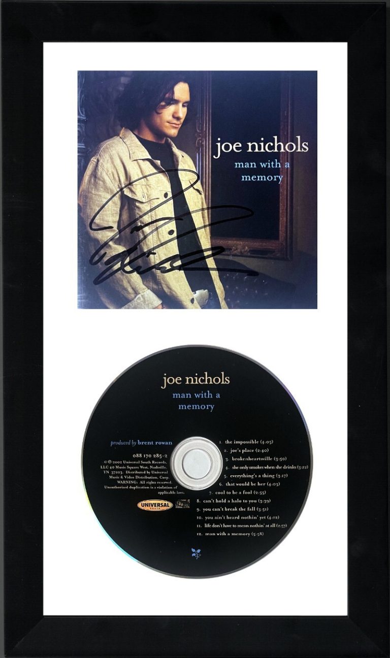 Joe Nichols signed 2002 Man With A Memory Album Cover Booklet w/ CD Framed- JSA
