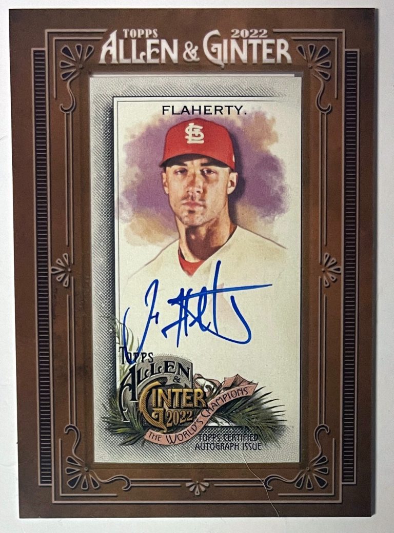 Jack Flaherty signed 2022 Topps Allen & Ginter Mini Framed Auto Card #MA-JF