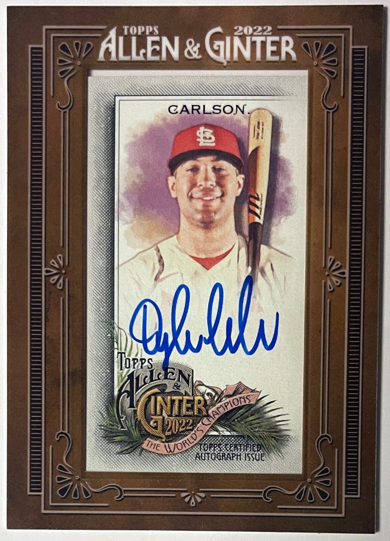 Dylan Carlson signed 2022 Topps Allen & Ginter Mini Framed Auto Card #MA-DC