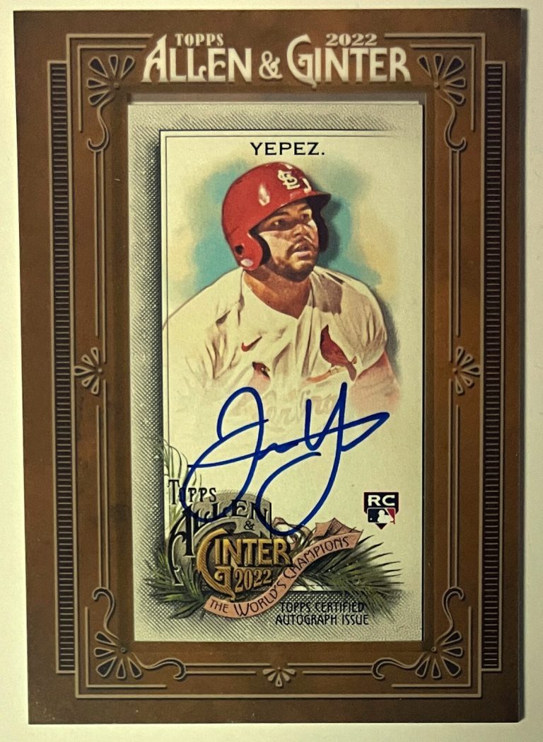 Juan Yepez signed 2022 Topps Allen & Ginter Mini Framed RC Auto Card #MA-JT