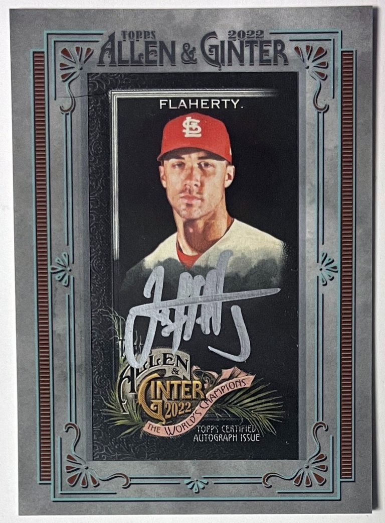 Jack Flaherty signed 2022 Allen & Ginter Framed Silver Mini Auto Card /50