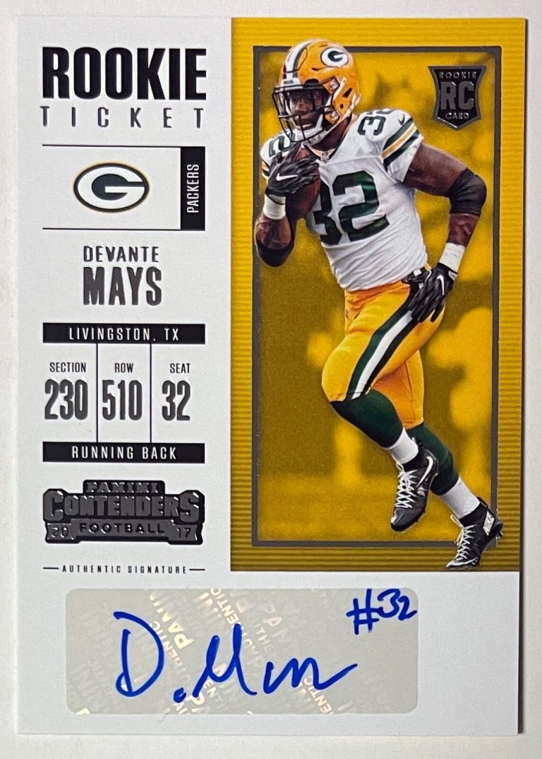 DeVante Mays signed 2017 Contenders Rookie Ticket Auto Card (RC) #170 (Packers)