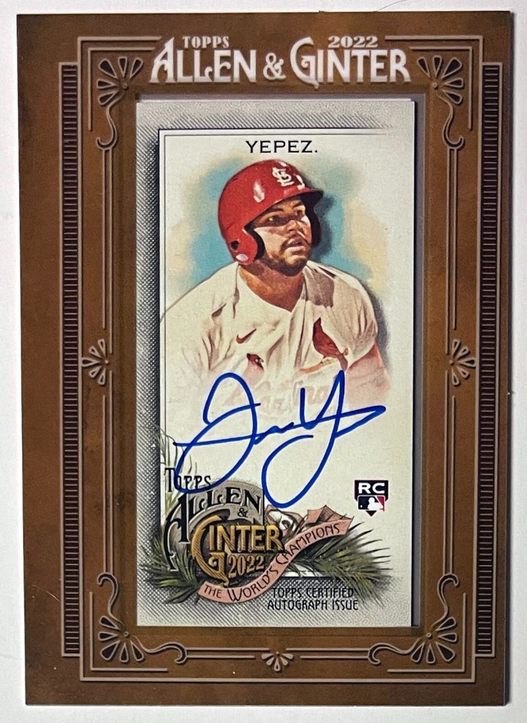 Juan Yepez signed 2022 Topps Allen & Ginter Mini Framed RC Auto Card #MA-JT