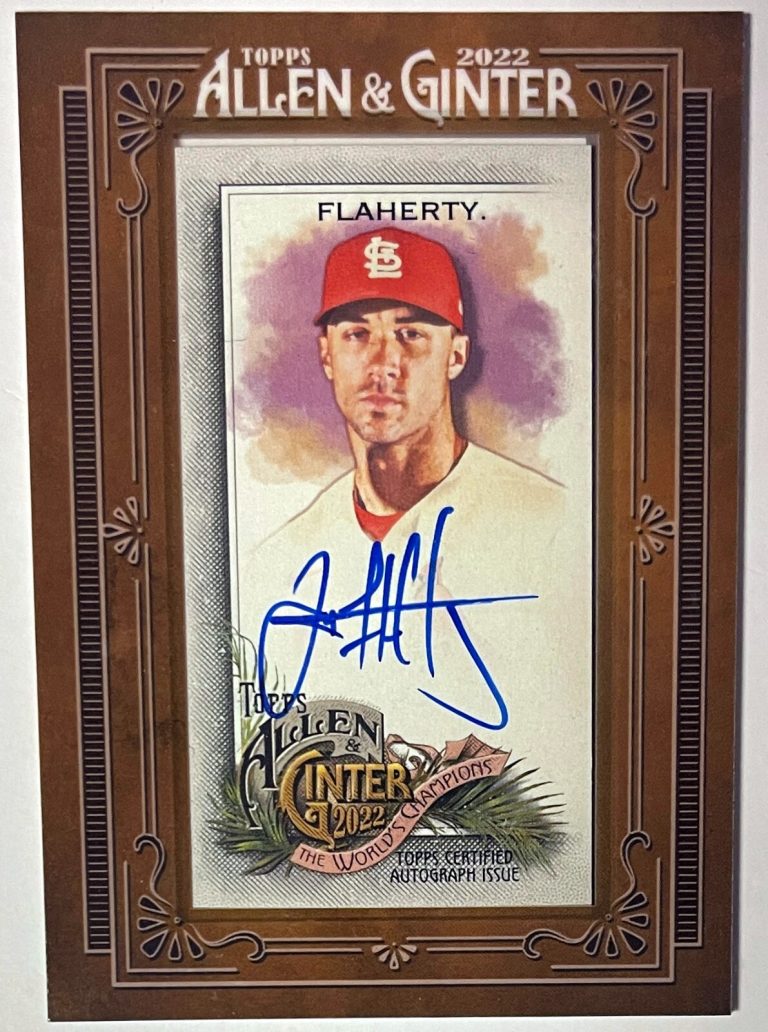 Jack Flaherty signed 2022 Topps Allen & Ginter Mini Framed Auto Card #MA-JF