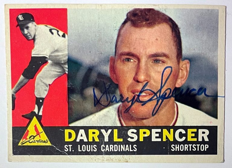 Daryl Spencer signed 1960 Topps On Card Auto #368- COA (St. Louis Cardinals)