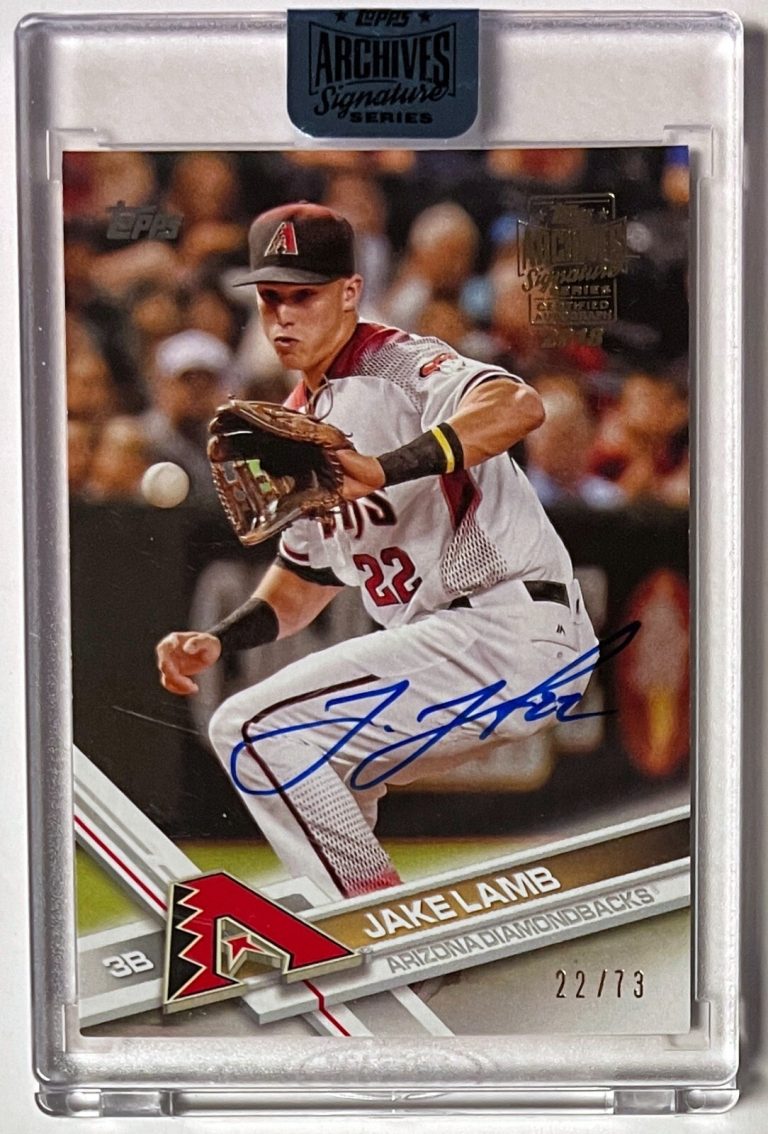 Jake Lamb signed 2018 Topps Archives Signatures Series On Card Auto #331- /73