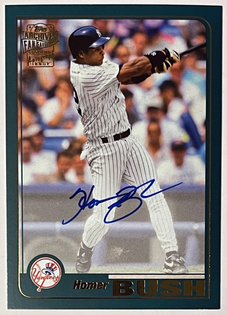 Homer Bush signed 2018 Topps Archives Fan Favorites On Card Auto #FFA-HB Yankees