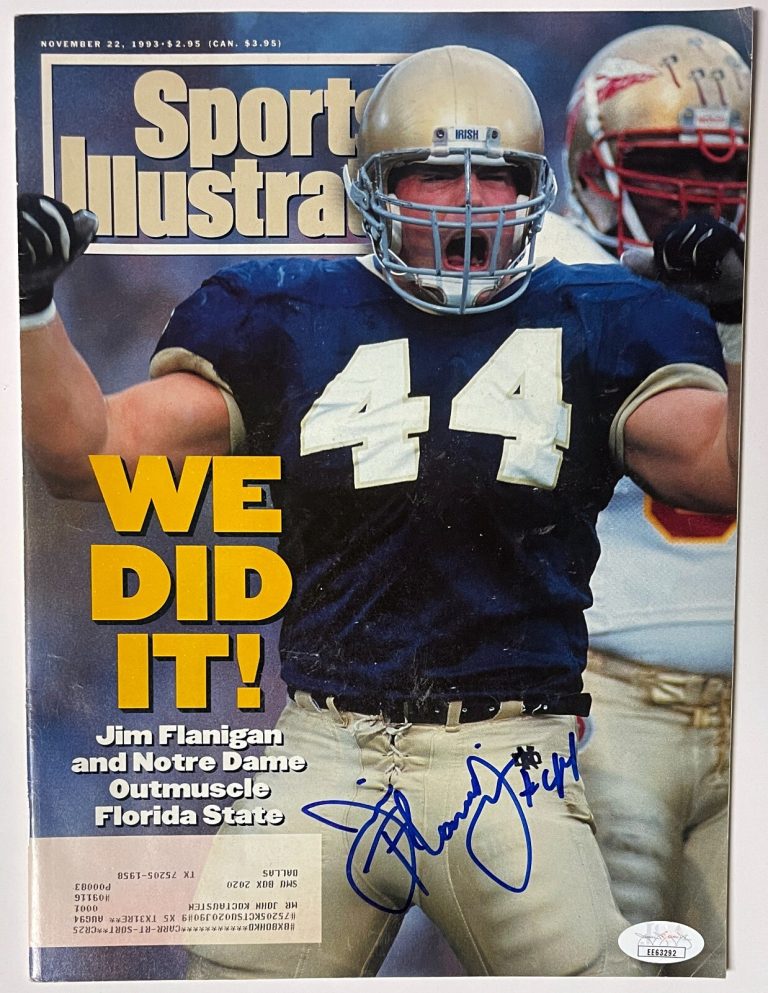 Jim Flanigan signed Notre Dame Sports Illustrated Full Magazine 11/22/1993- JSA