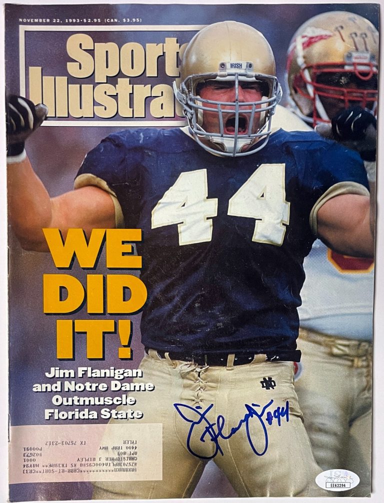 Jim Flanigan signed Notre Dame Sports Illustrated Full Magazine 11/22/1993- JSA