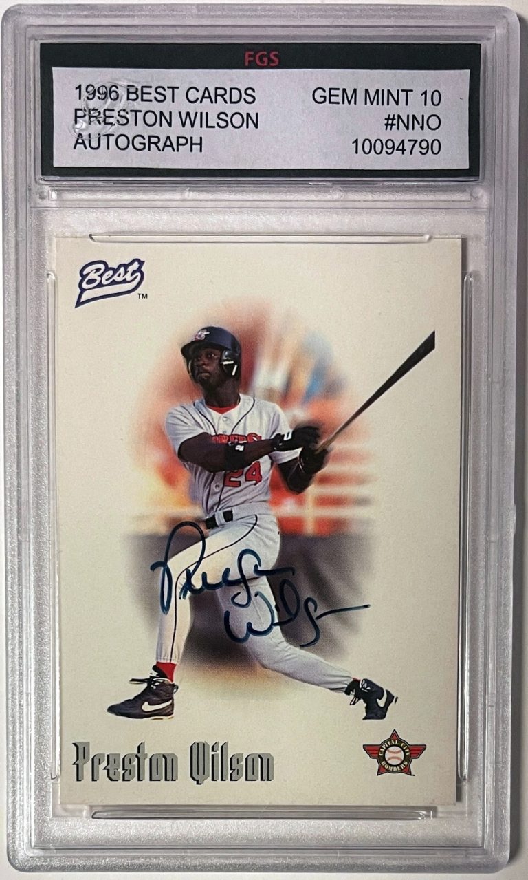 Preston Wilson signed 1996 Best Cards Rookie On Card Auto-FGS Graded 10 Gem Mint