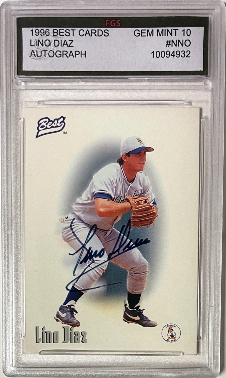 Lino Diaz signed 1996 Best Cards Rookie On Card Auto- FGS Graded 10 Gem Mint