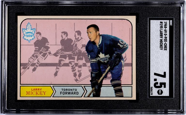 Larry Mickey 1968-69 O-Pee-Chee NHL RC #195- SGC Graded 7.5 NM+ (Maple Leafs)