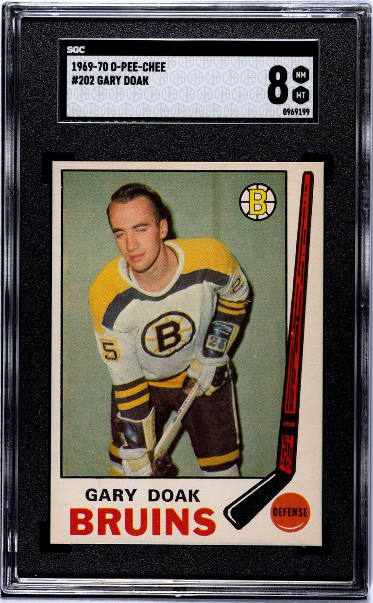 Gary Doak 1969-70 O-Pee-Chee NHL Card #202- SGC Graded 8 NM-MT (Bruins)