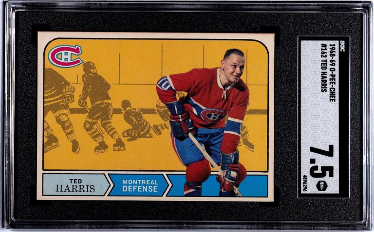 Ted Harris 1968-69 O-Pee-Chee NHL Card #162- SGC Graded 7.5 NM+ (Canadiens)
