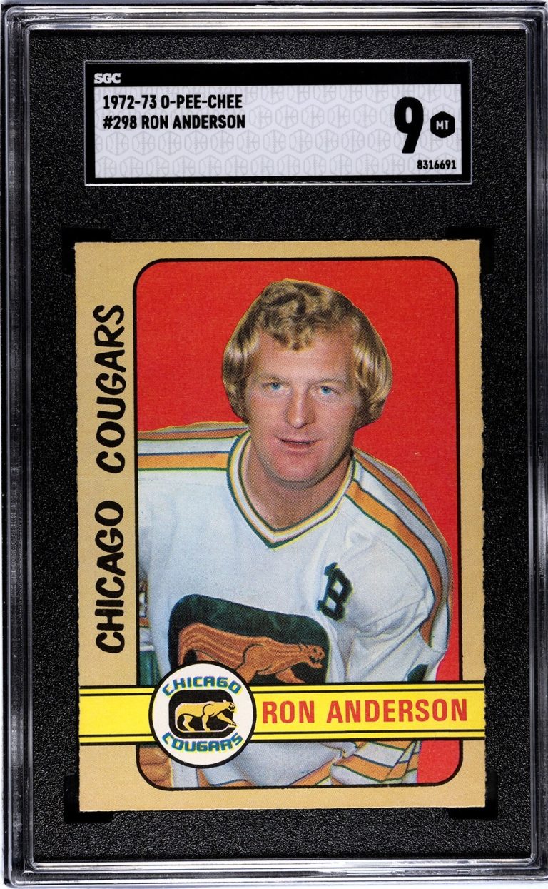 Ron Anderson 1972-73 O-Pee-Chee NHL RC #298- SGC Graded 9 Mint (Chicago Cougars)