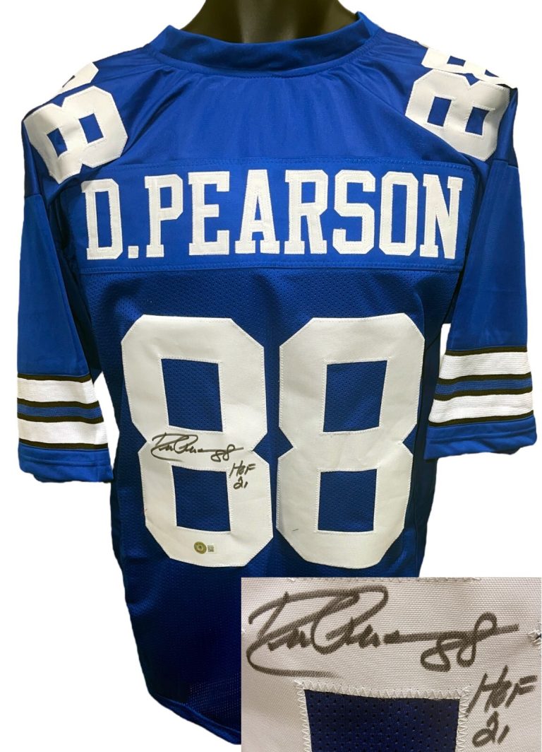 Drew Pearson signed Dallas Custom Stitched Pro Style Football Jersey #88 HOF BAS