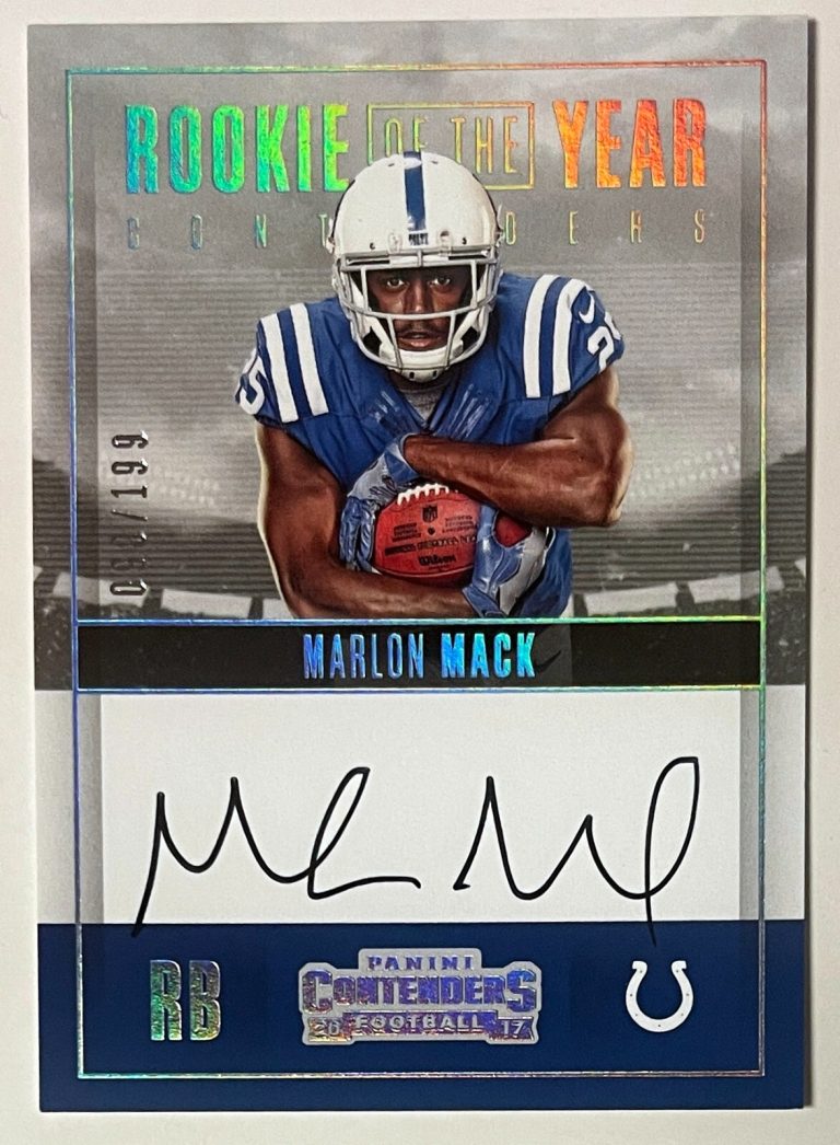 Marlon Mack 2017 Panini Contenders ROY Favorites Rookie On Card Auto RY-MM /199
