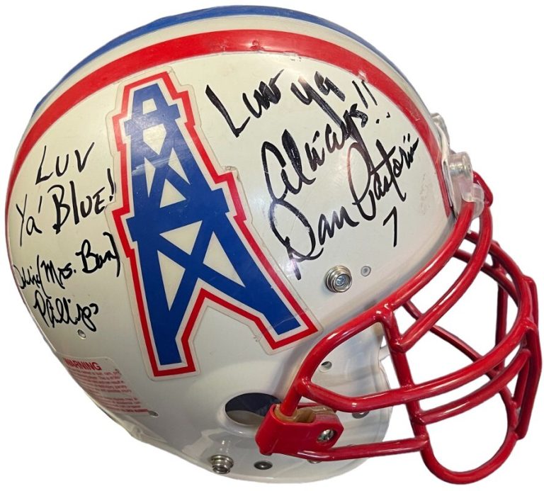 1980’s Oilers Luv Ya Game Used Signed Helmet 4 Sig Pastorini/Bethea/Phillips–PSA